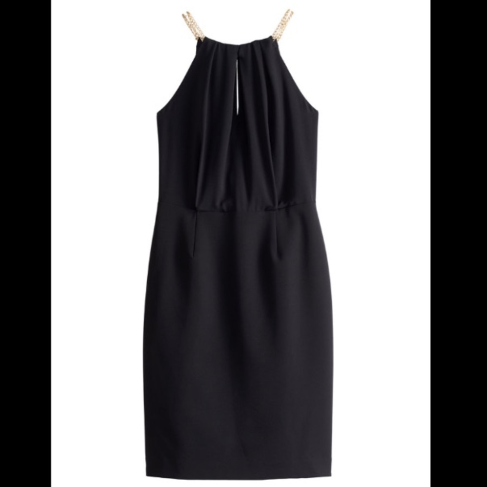 Ashley Graham Beyond Chain Neck Black Halter Dress